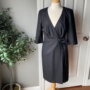 J. Crew 100% Wool Gray Wrap Dress